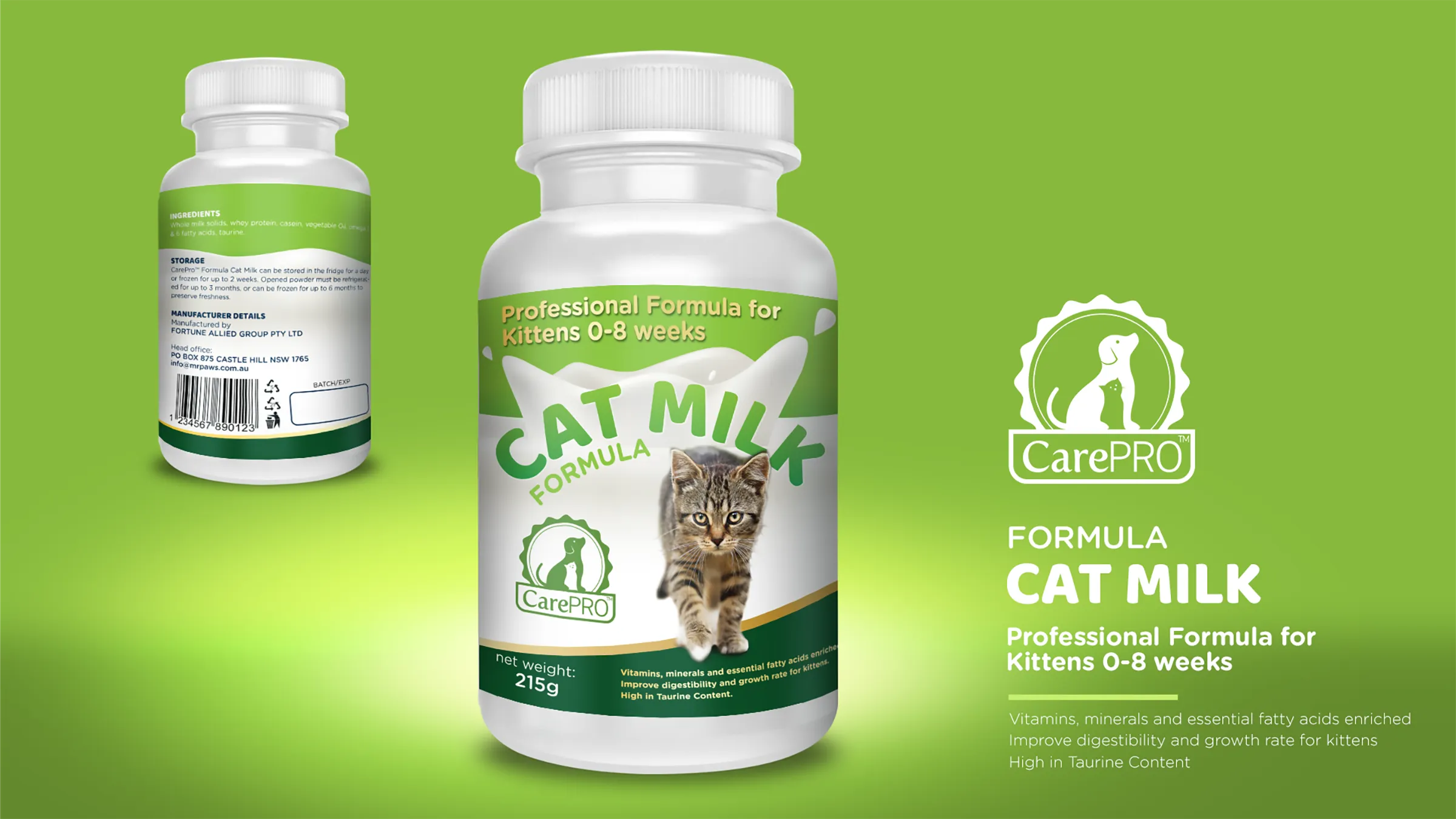 Cat Milk Formula, teglica u zelenoj boji, formula za mačiće do osam nedelja