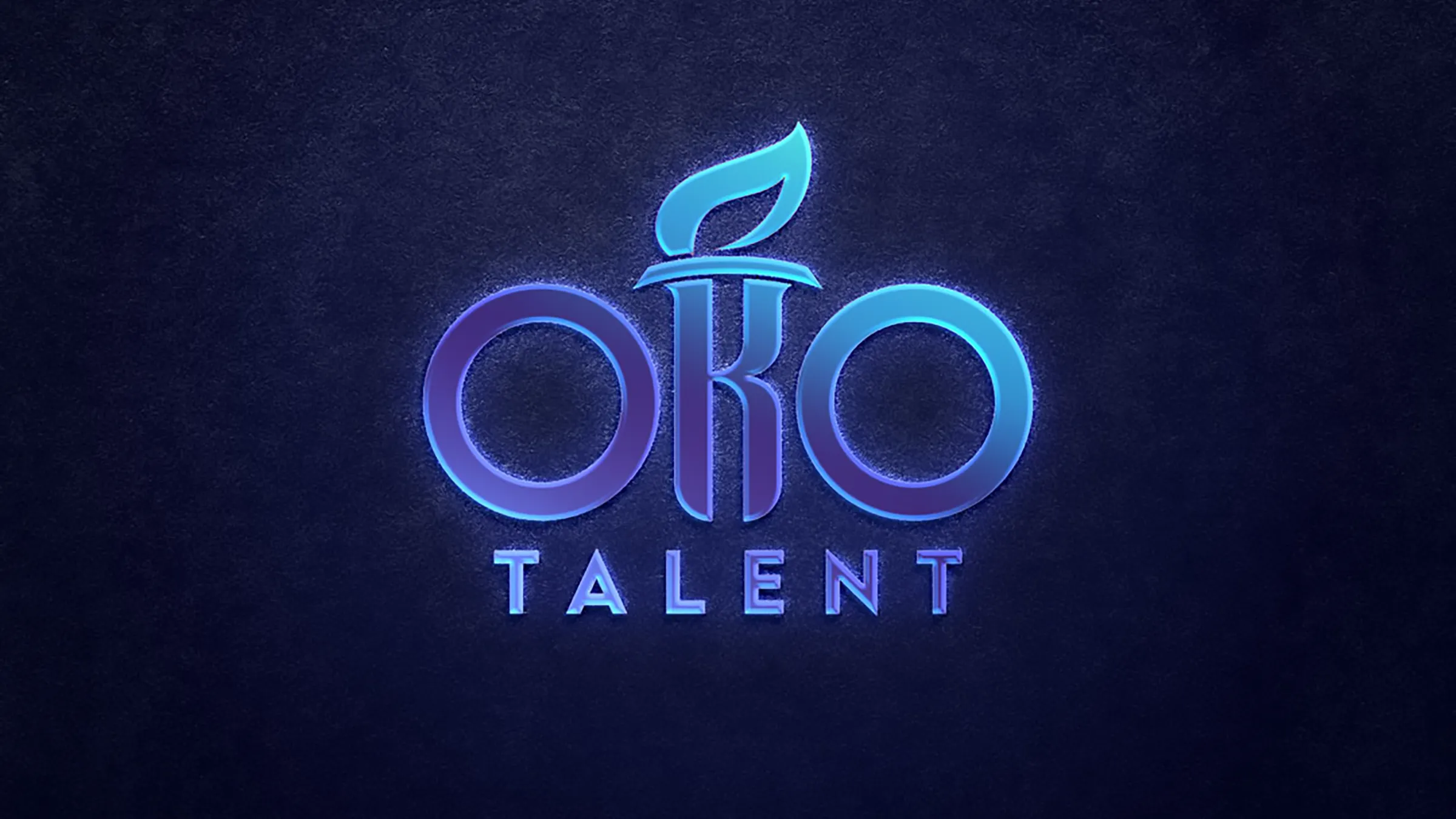 Logotip osvetljen na tamnoj podlozi, plamen i slova sa hladnim sjajem